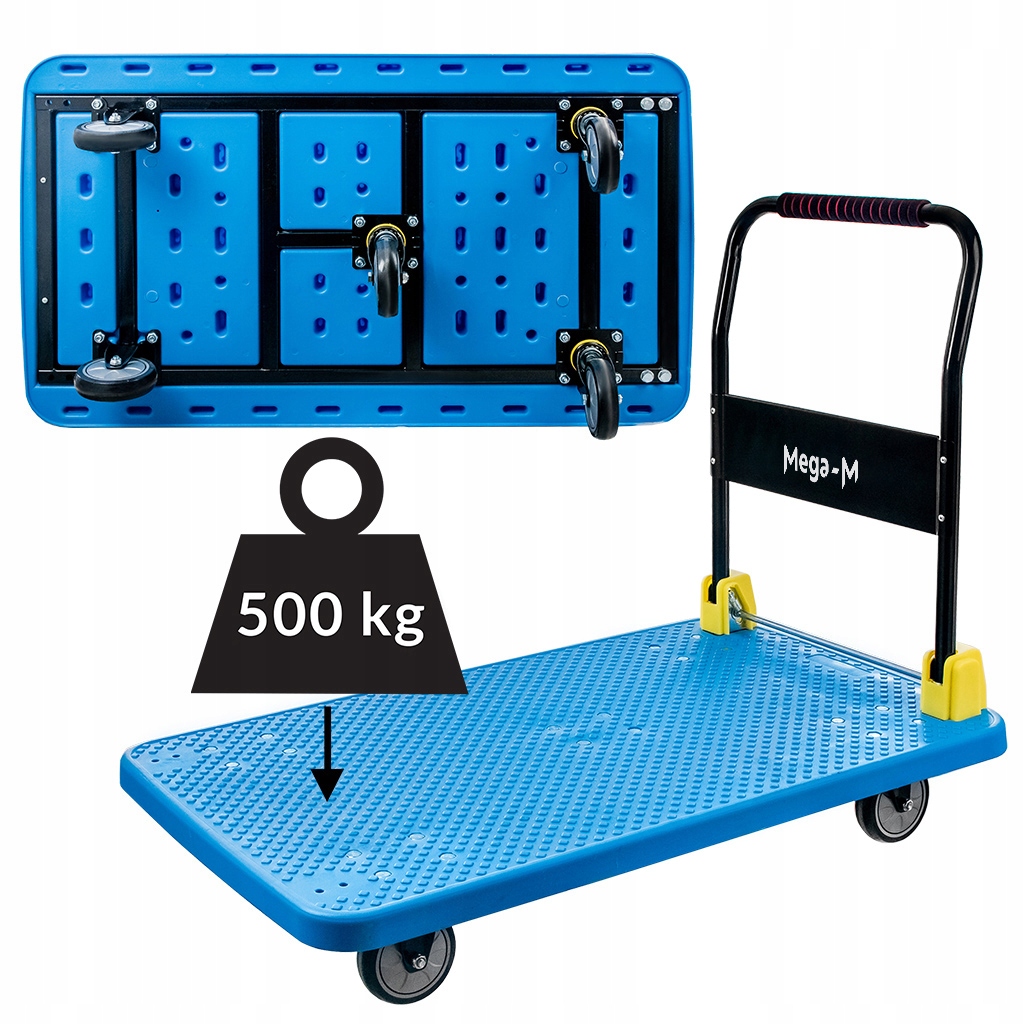 Přepravní plošinový vozík Skládací 500 kg Skladová plošina 109 x 64 cm