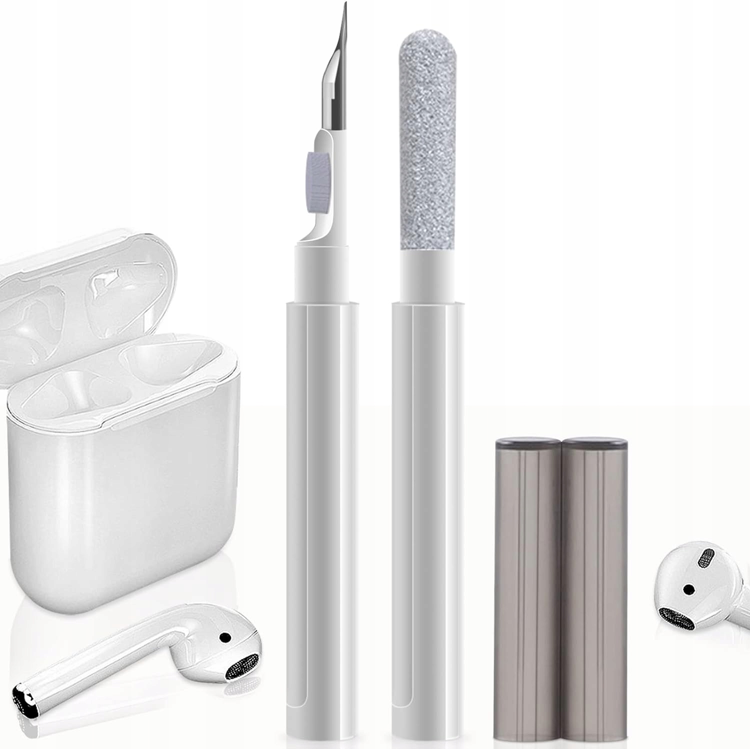 ZESTAW CZYSZCZĄCY 3w1 DO CZYSZCZENIA AIRPODS IPHONE SZCZOTKA PISAK CZYŚCIK
