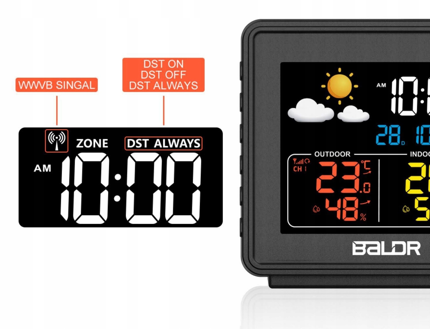 Stacja Pogodowa Czujnik Higrometr Budzik PROJEKTOR Czasu na Suficie Kod producenta BO367WST Bezprzewodowa stacja pogodowa