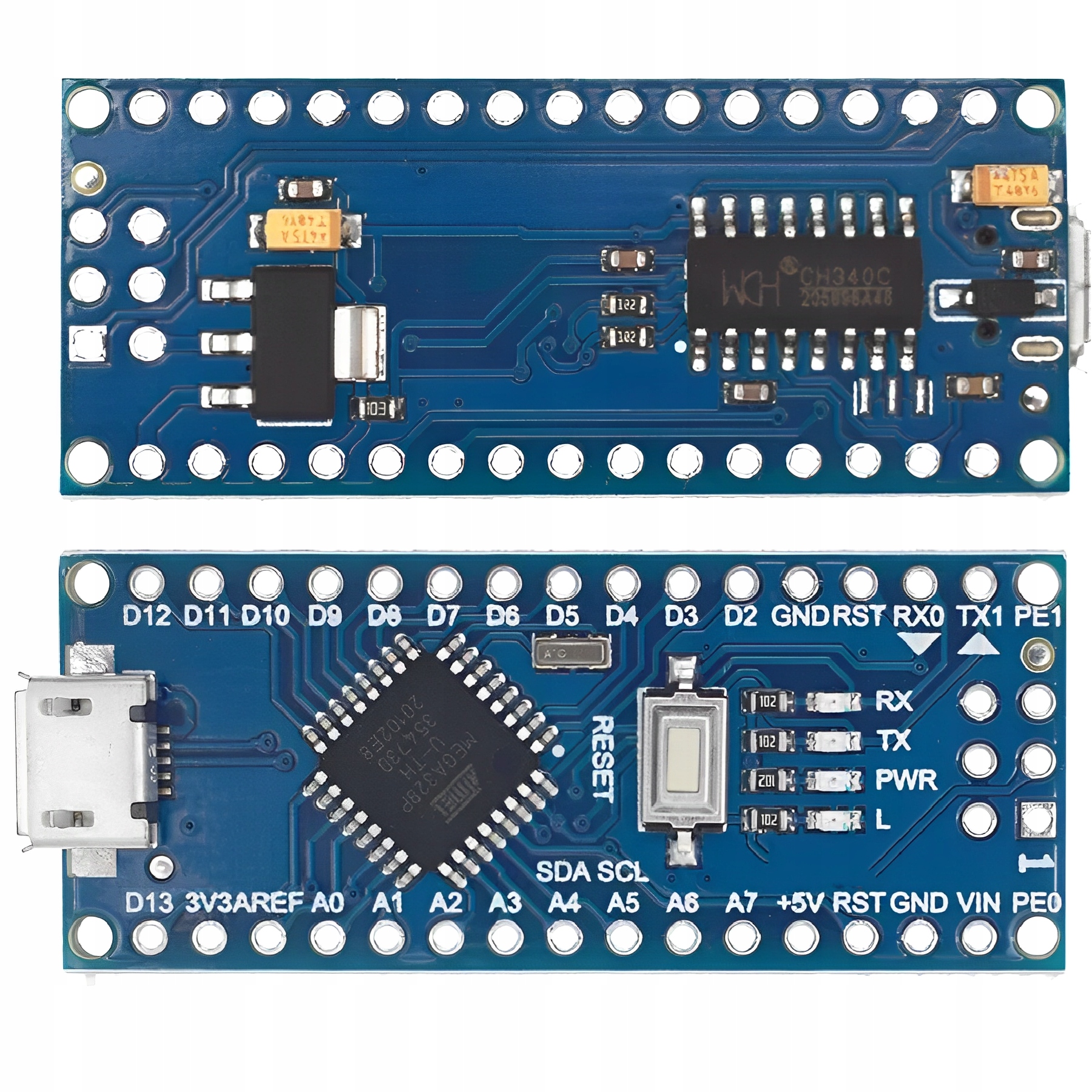 Mikrokontrolér NANO V3 ATmega328P CH340 MICRO USB DOSKA KOMPATIBILNÁ S ...