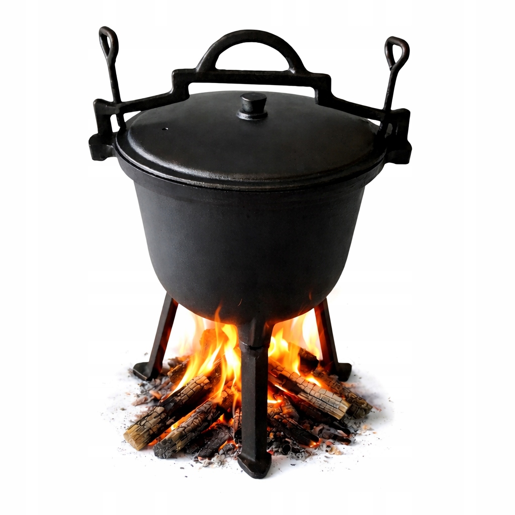 Kotlík, Hrnec 7 L, Litinový, Lovecký, Stojící Na Ohni S Víkem, Velký