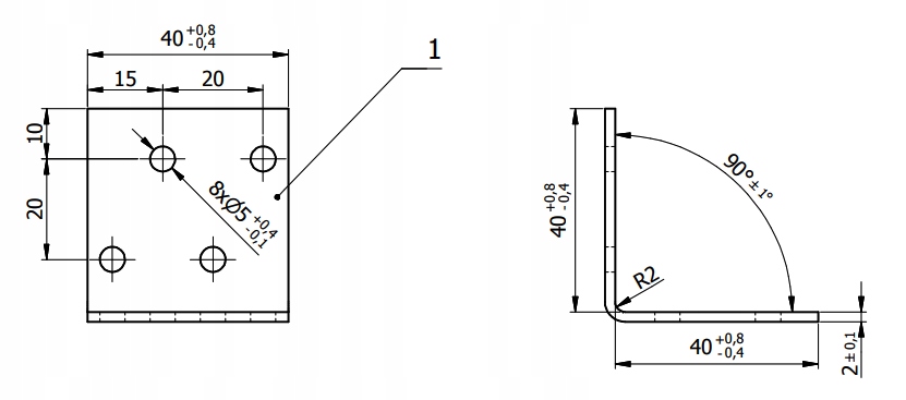 KM1 KĄTOWNIK MONTAŻOWY ŁĄCZNIK CIESIELSKI 40x40x40 OCYNK 10szt DOMAX Marka Domax