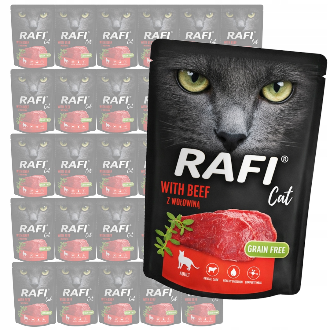 Rafi Cat Adult z Wołowiną 30x300g Bezzbożowa Mokra Karma Dla Kota