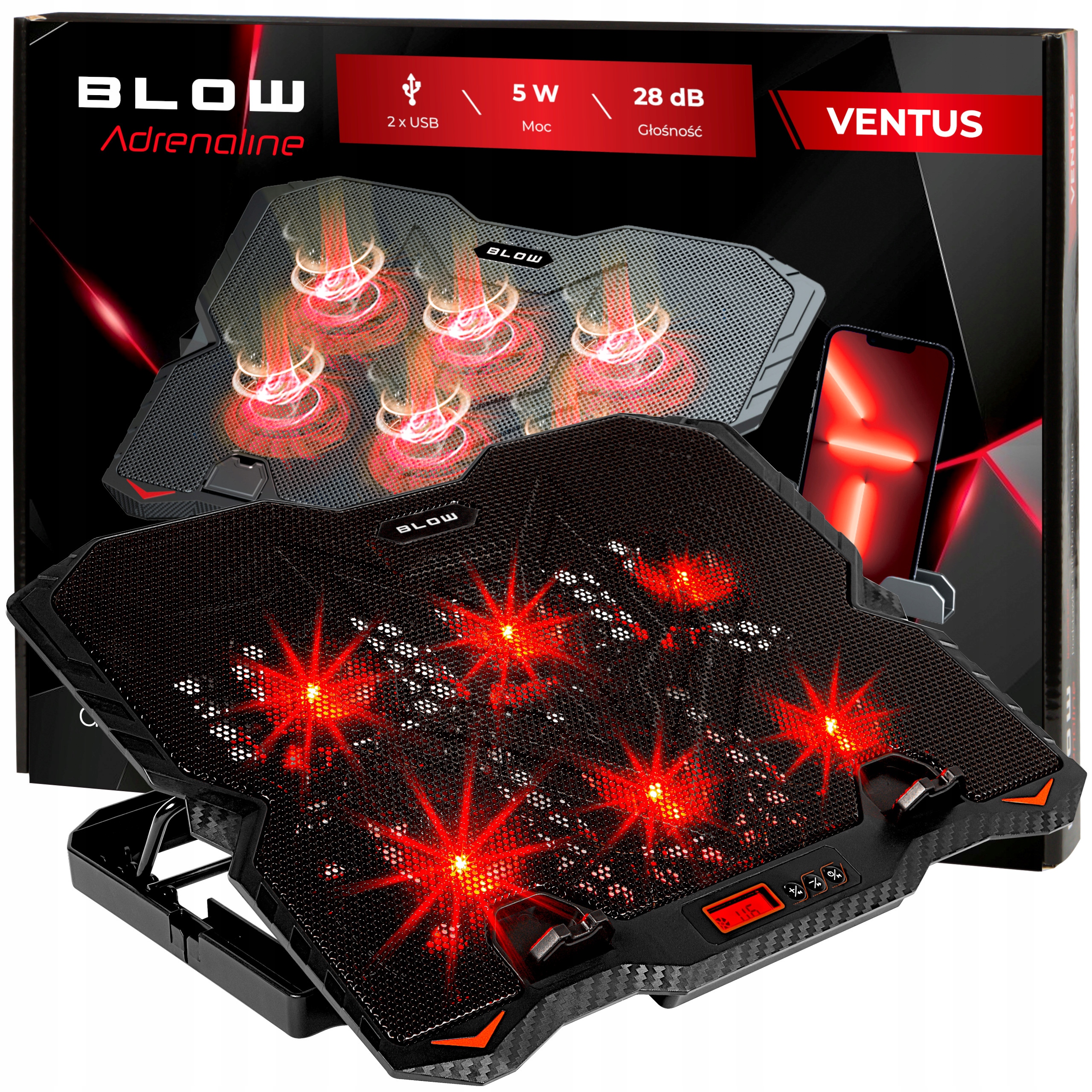 PODSTAWKA PODKŁADKA CHŁODZĄCA LAPTOP LED HUB USB