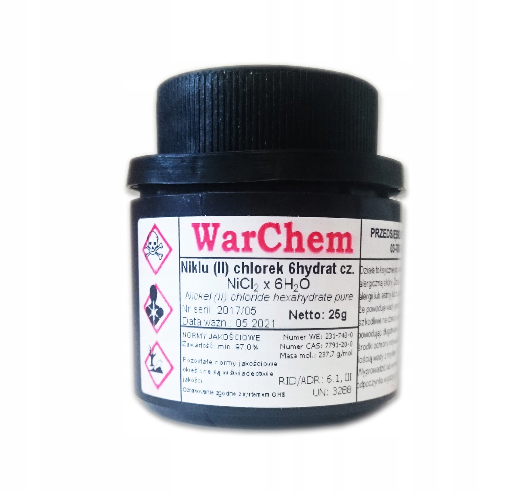 

Chlorek Niklu (II) 25g Warchem [48982]