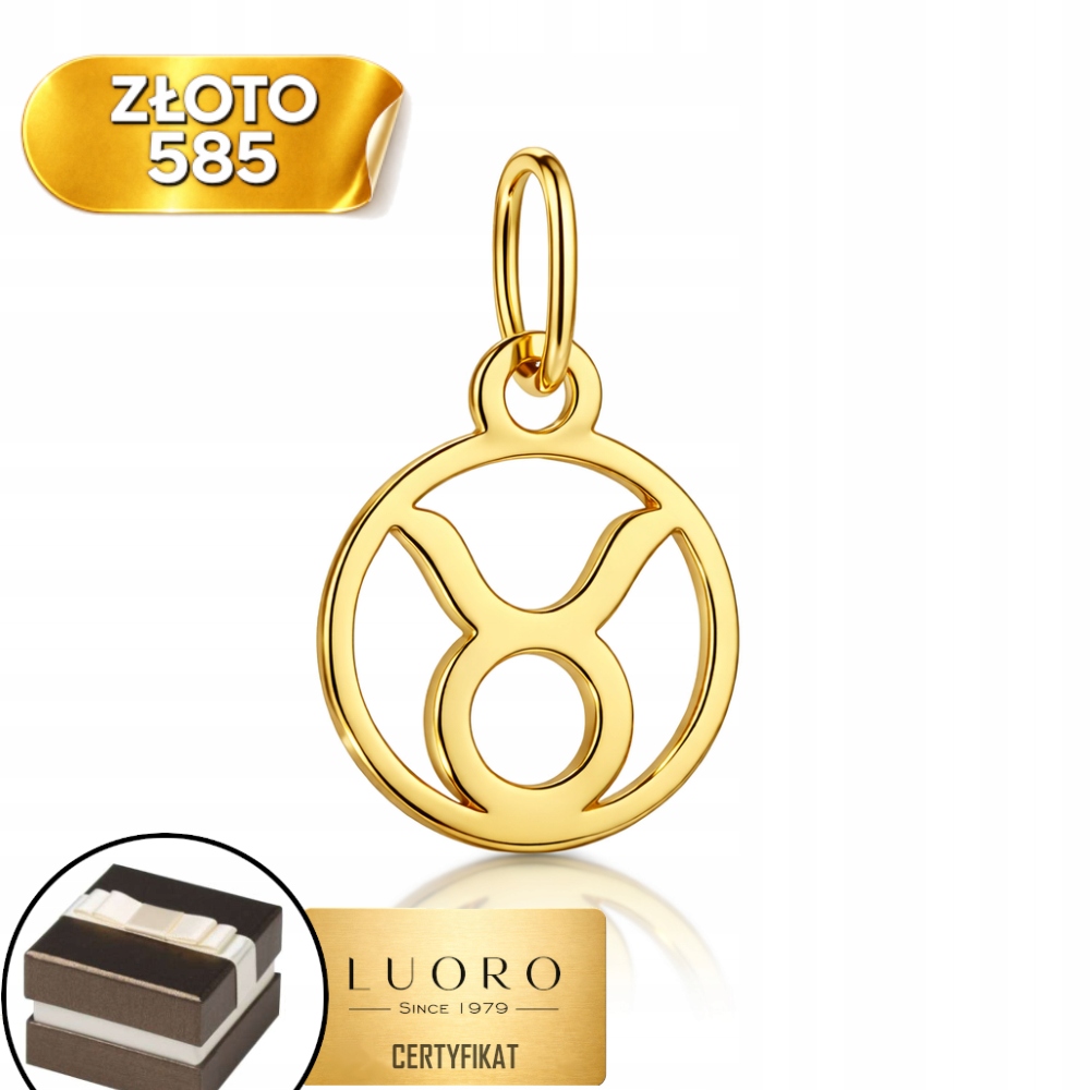 Přívěsek Zlatý 585 14K Znamení Zvěrokruhu Býk Žluté Zlato 20 MM Elegantní