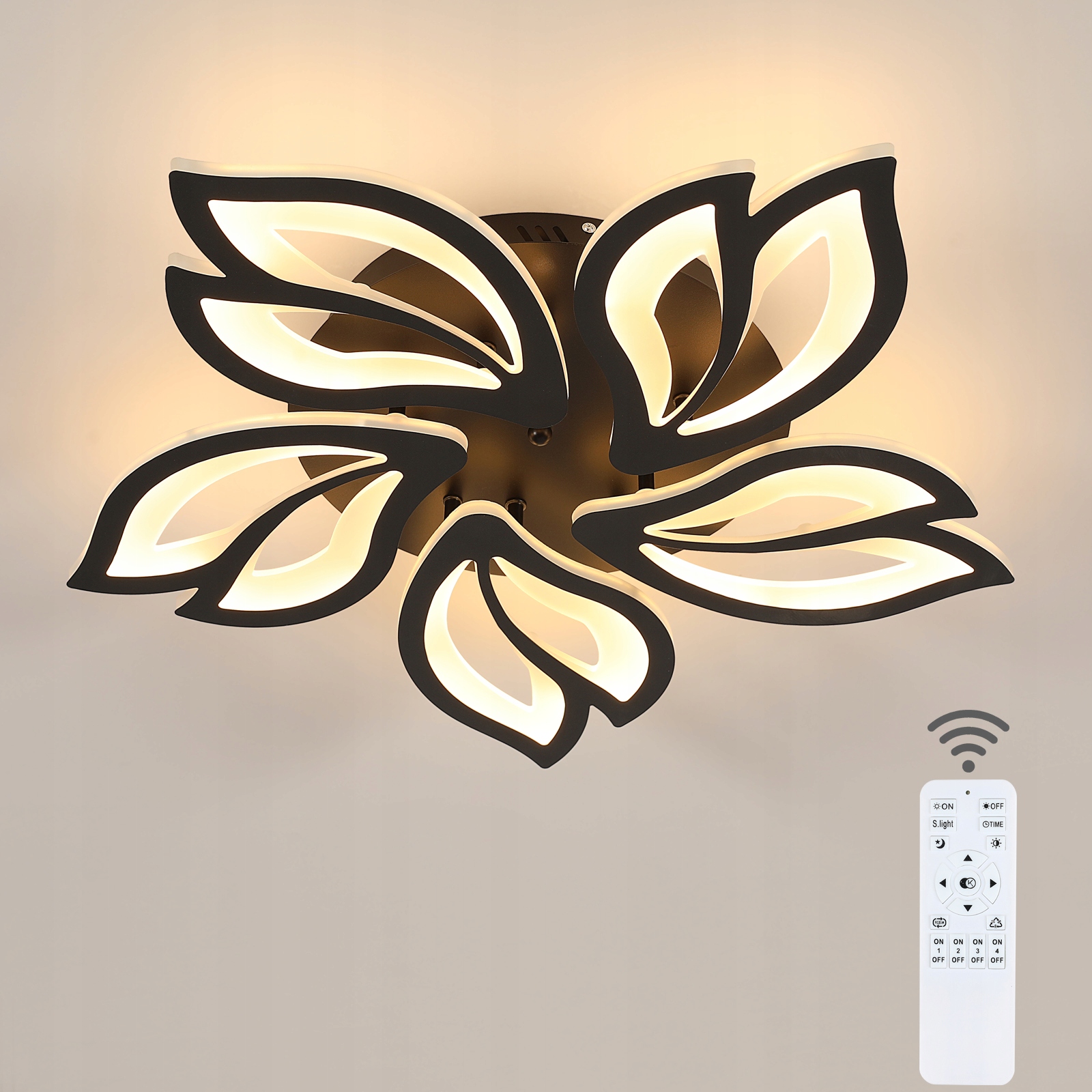 Ściemnialna Lampa Sufitowa Led Wiszaca Czarny Nowoczesny Z Pilotem 45W