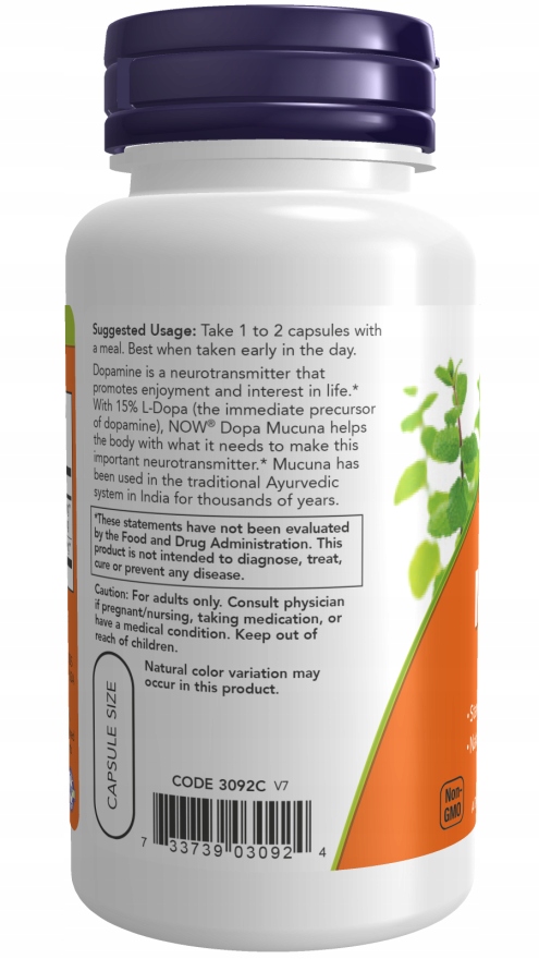 NOW Dopa Mucuna 90vcaps L-DOPA PAMIĘĆ UKŁAD NERWOWY MÓZG DOPAMINA — 6