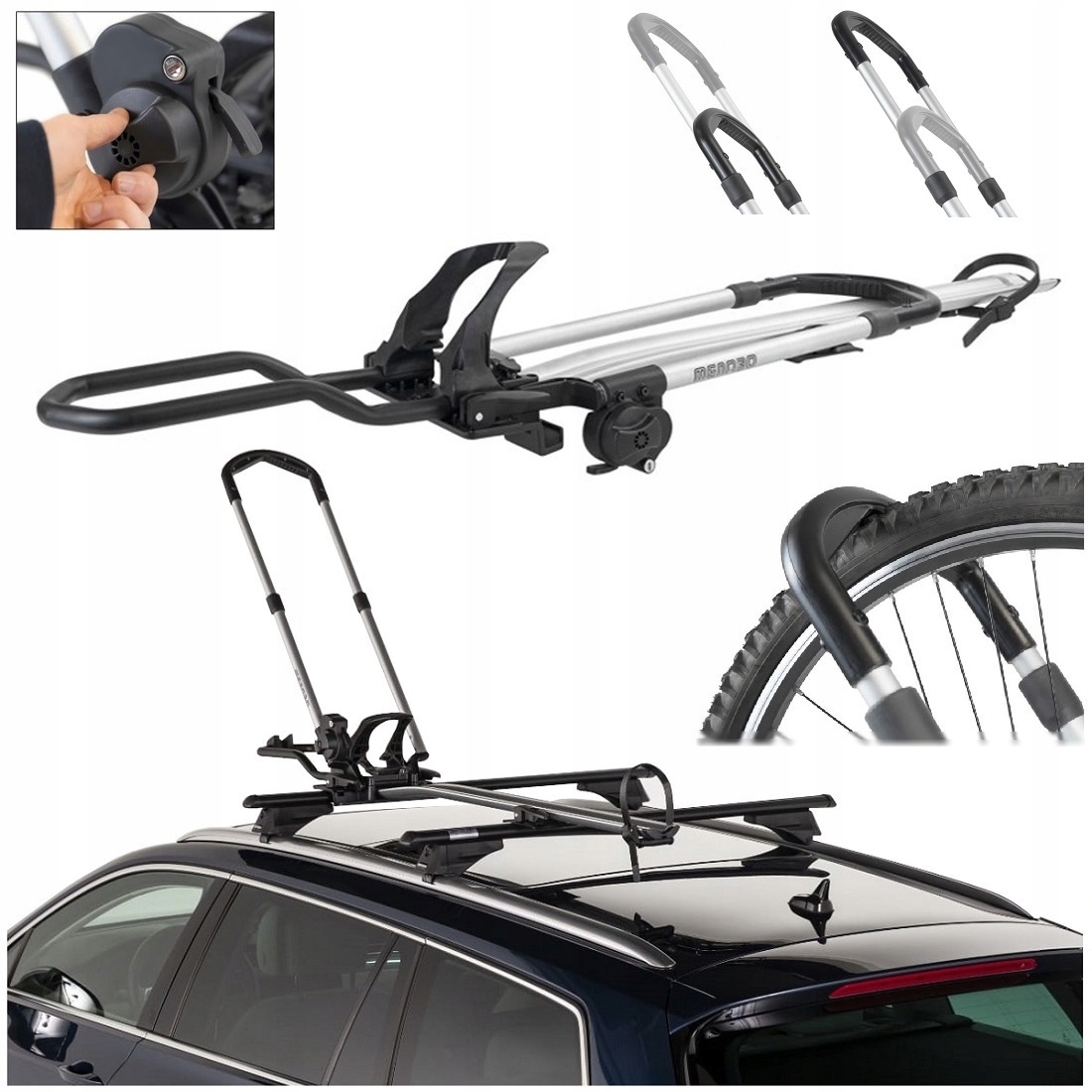 Držiak na nosič bicyklov Menabo Chrono Fatbike E-bike Vsuvky T strieborné