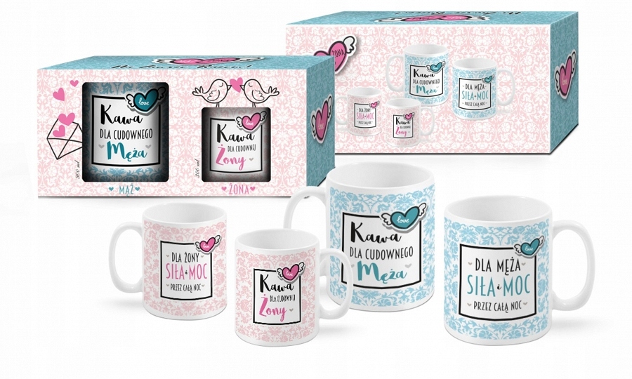 

Zestaw Kubków 300 i 900 ML Kubek Żona/ Mąż Idealny