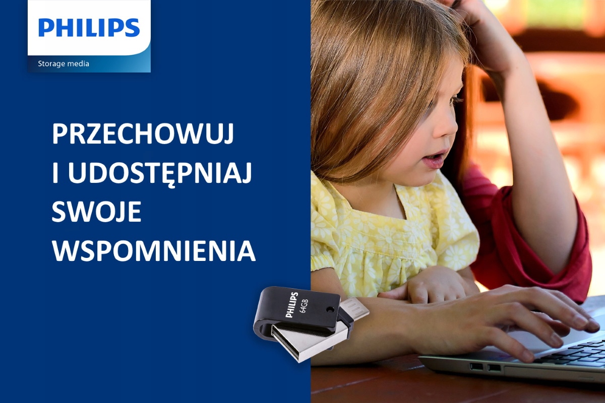Pendrive 2in1 Philips microUSB, USB 2.0 64 GB, OTG Kolor czarny