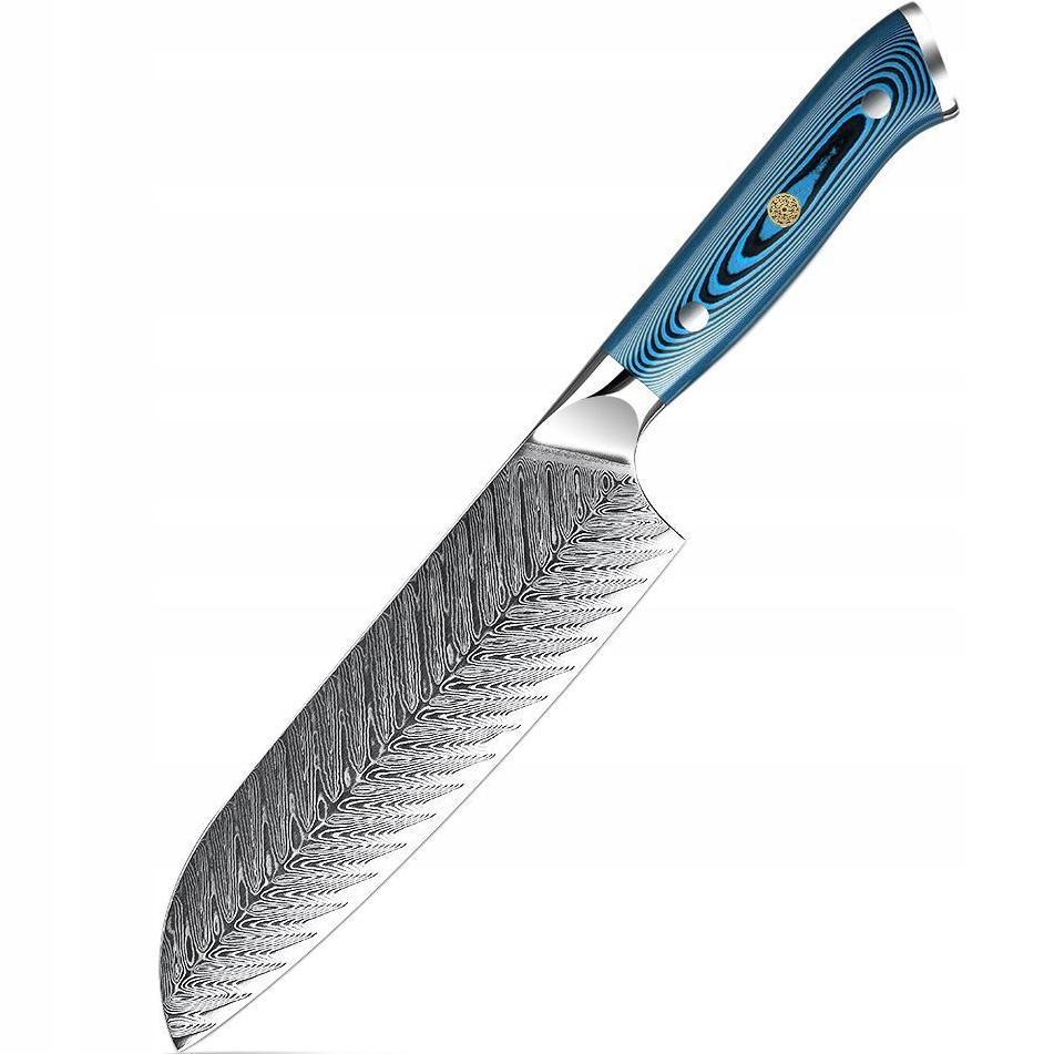 Damaškový kuchynský nôž Tukami Santoku/Modrá KP-37504