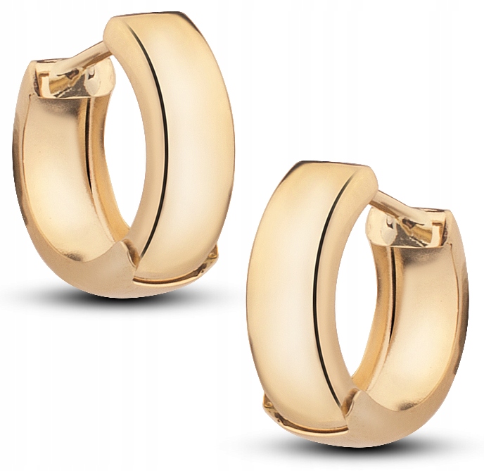 Piękne Złote Okrągłe Klasyczne Kolczyki Kółka Oponki II 8KT 333