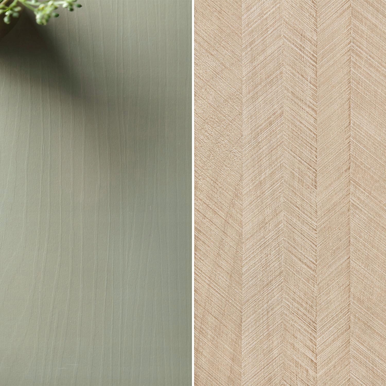 Regał FOREST dwudrzwiowy, eukaliptus/jodełka scandi, złote uchwyty Kolekcja FOREST