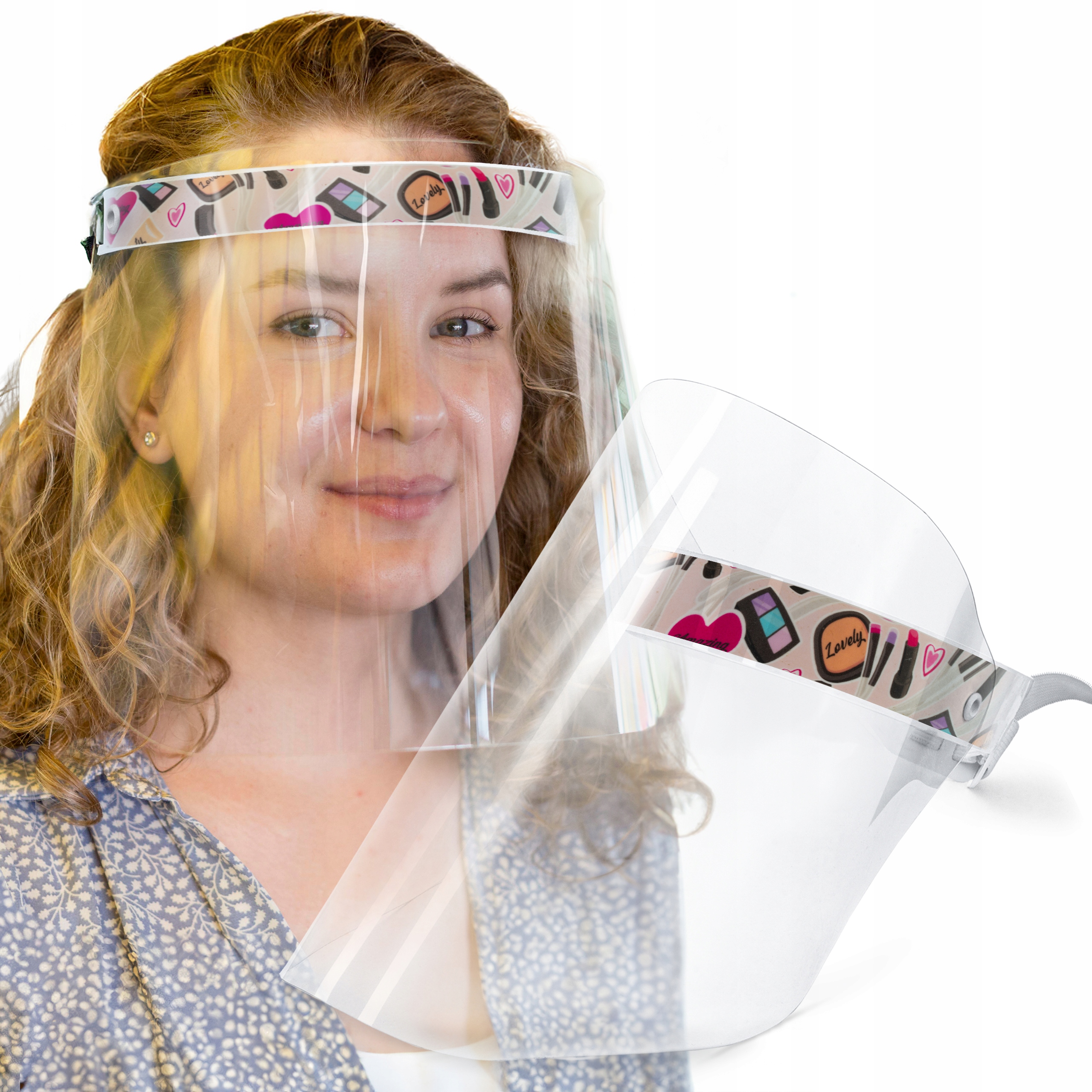 MASKA OCHRONNA DLA KOSMETYCZKI NA TWARZ OSŁONA BUZI UST NOSA PRZYŁBICA