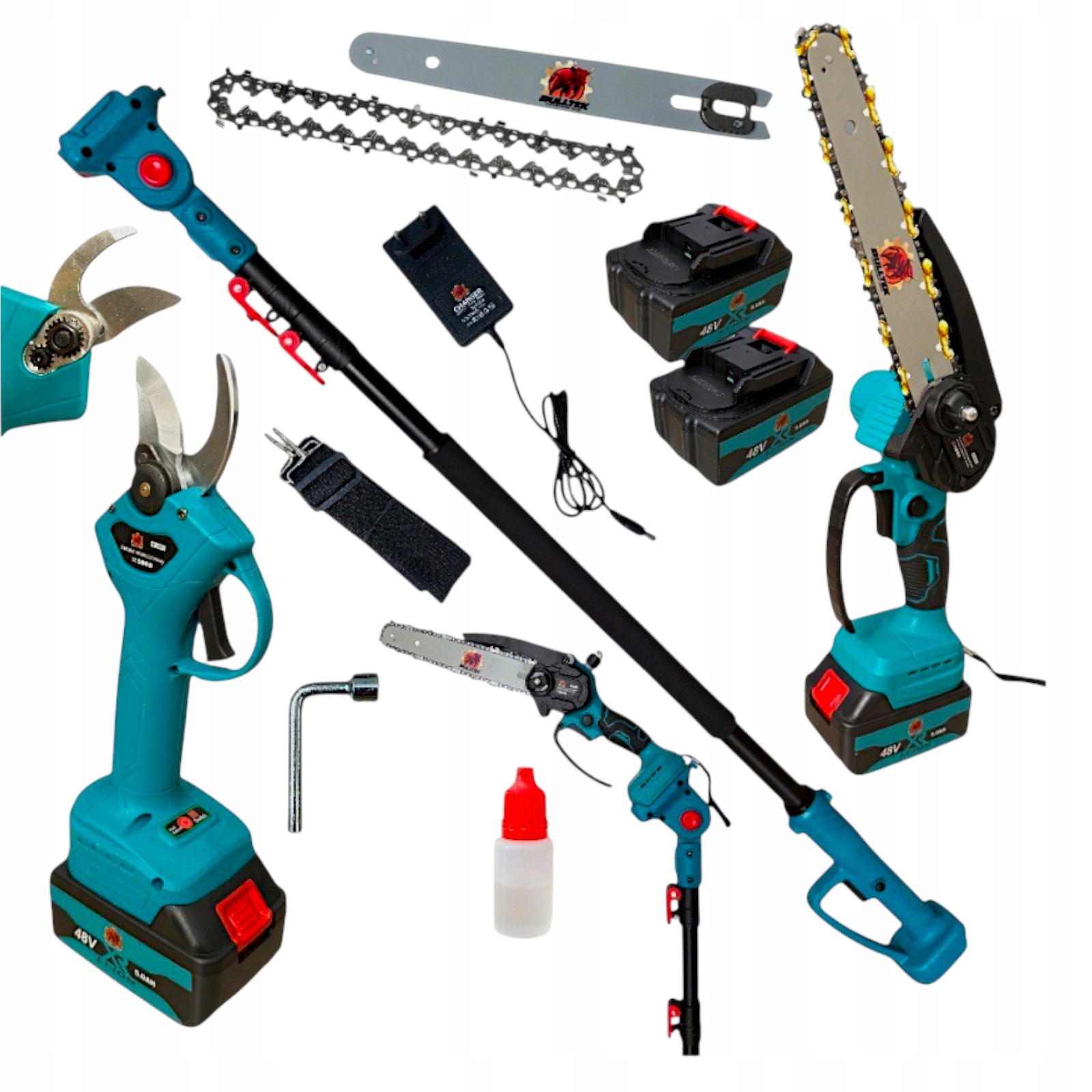 Sada řetězové pily a Zahradní Nůžky Akumulátorové teleskopické pro větve 2 Aku