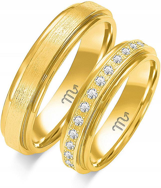 Zlatý snubní prsten s gravírováním 585, 26 27 28, módní svatební kolekce