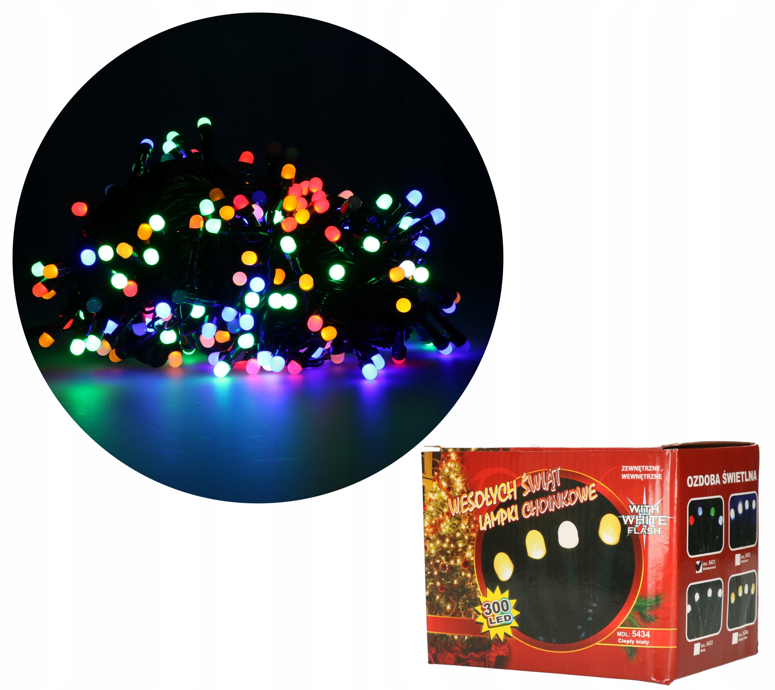 

Lampki choinkowe kulki 300LED multikolor flash 22m
