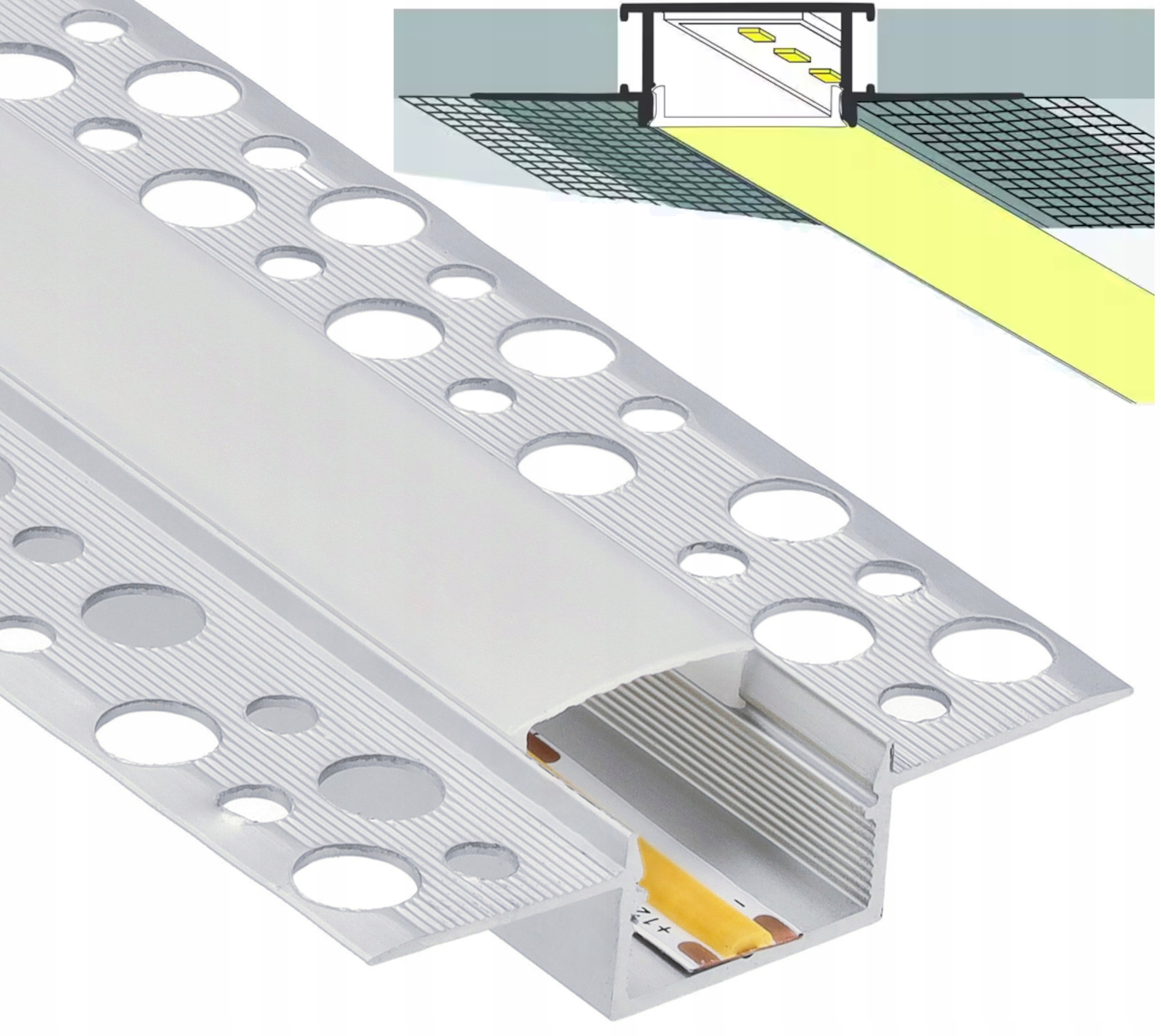 Aluminiový Led Profil 1 m Zapuštěný do Gk Karton Sádry 17 mm Široký 10 kusů