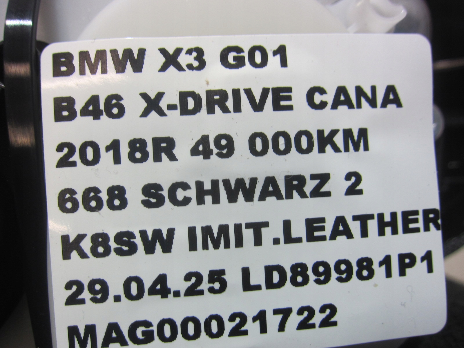 BMW X3 G01 X4 G02 support panel for radiators front right adjuster supports 72117469962 7469962