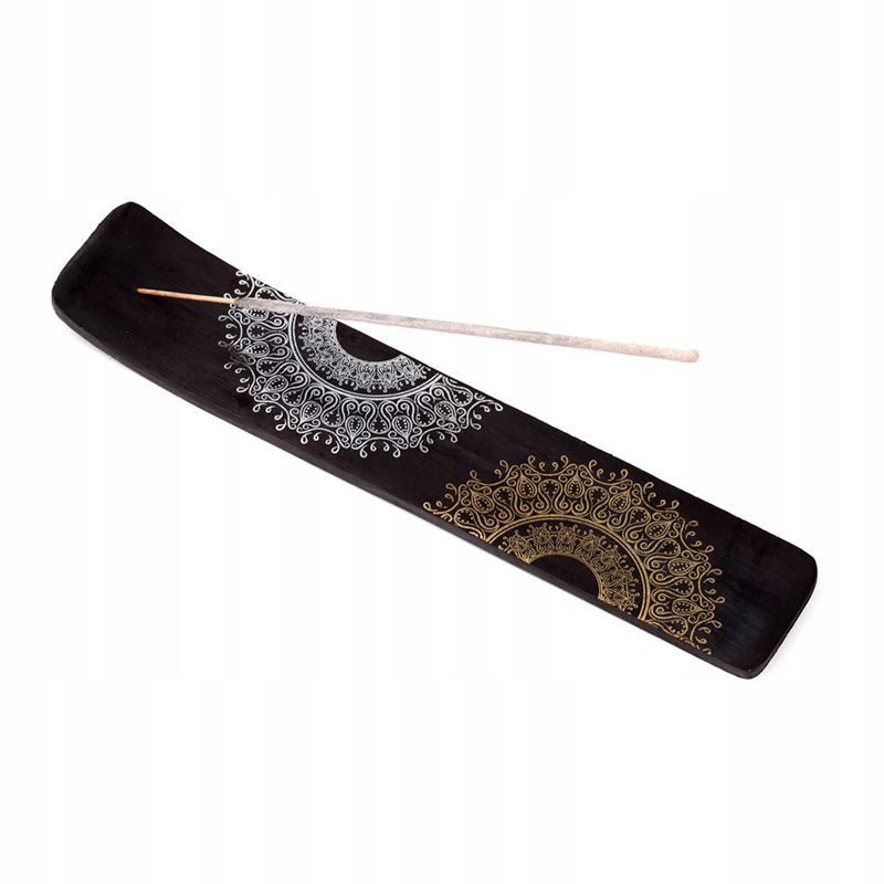 Drewniana podstawka na kadzidełka Mandala czarna