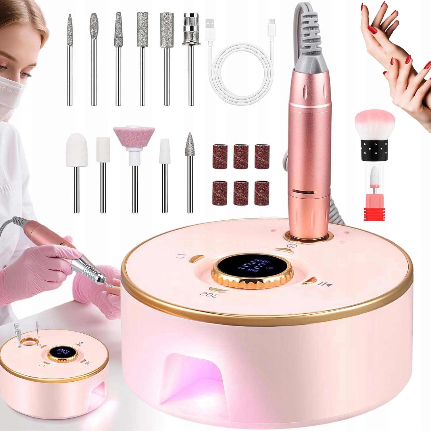 Bruska 9W Manikúra Pedikúra Profesionální Silný A Tichý Chod