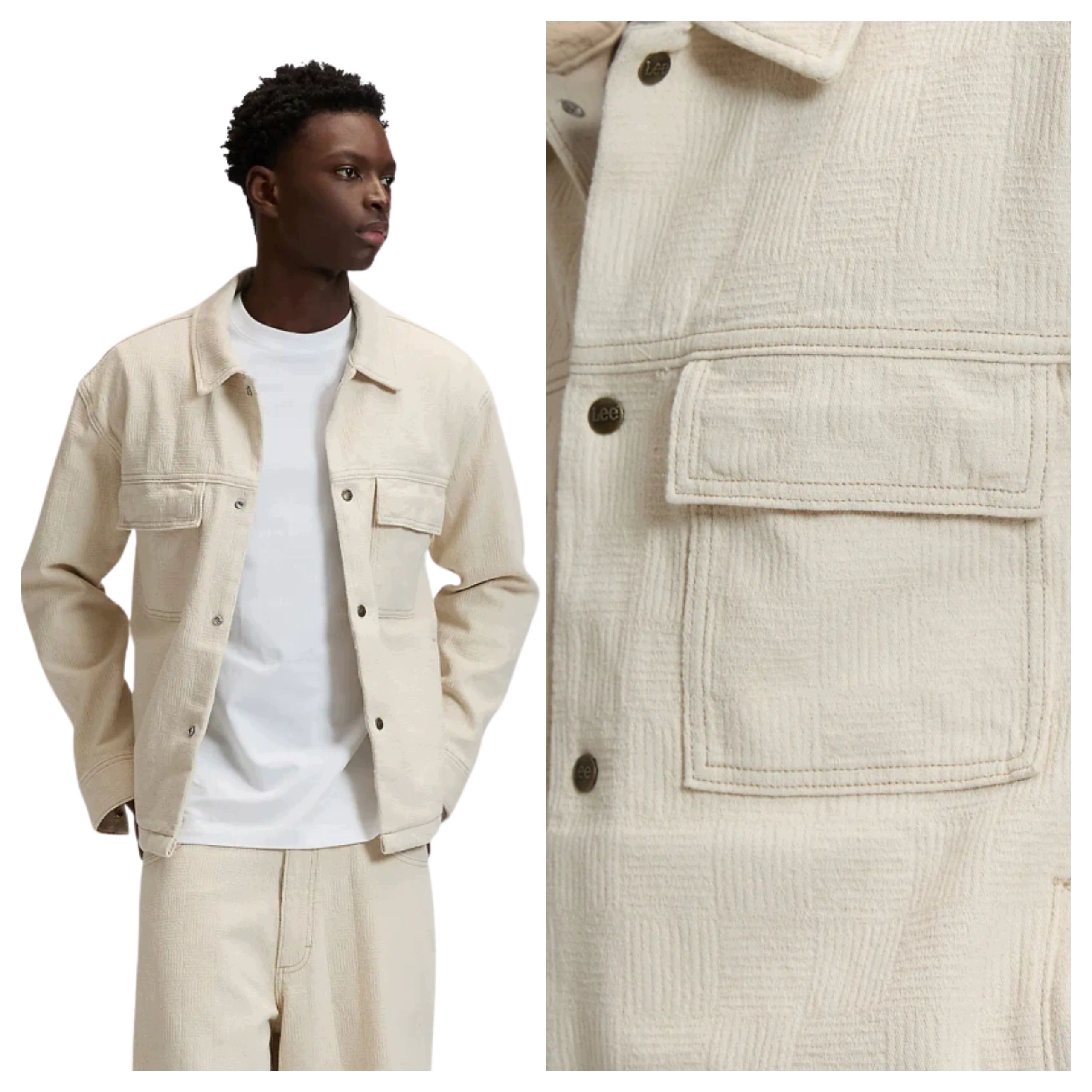 Pánská přechodová bunda Lee Jacquard Jkt Natural Greige Velikost L