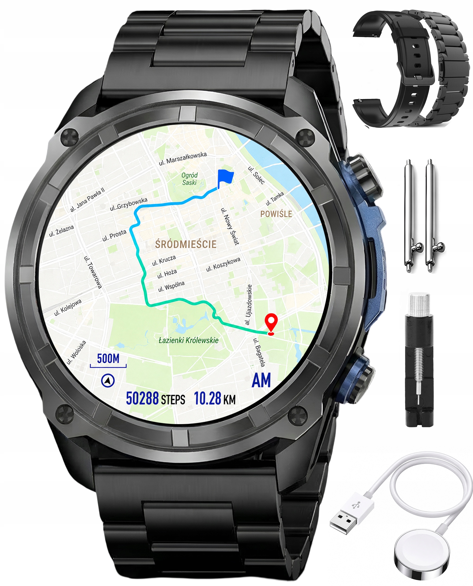 Zegarek Smartwatch Latarka Gps Nawigacja Amoled Pamięć 4GB Video Zdjęcia