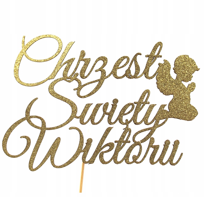 

Topper Złoty na tort Chrzest Imię
