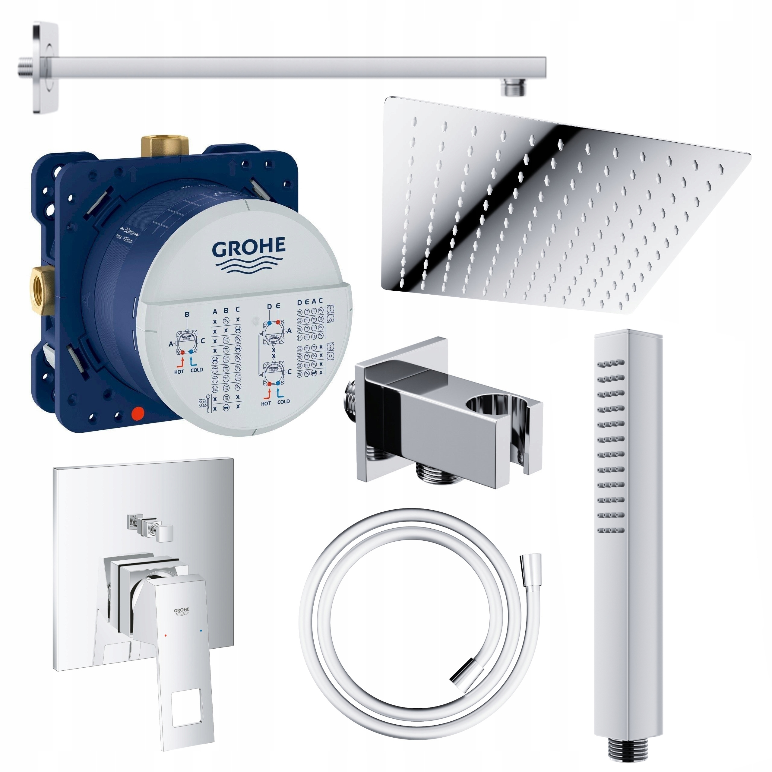 Sprchový Set S Baterií Grohe Velká Podomítková Nástěnná Dešťová Sprcha