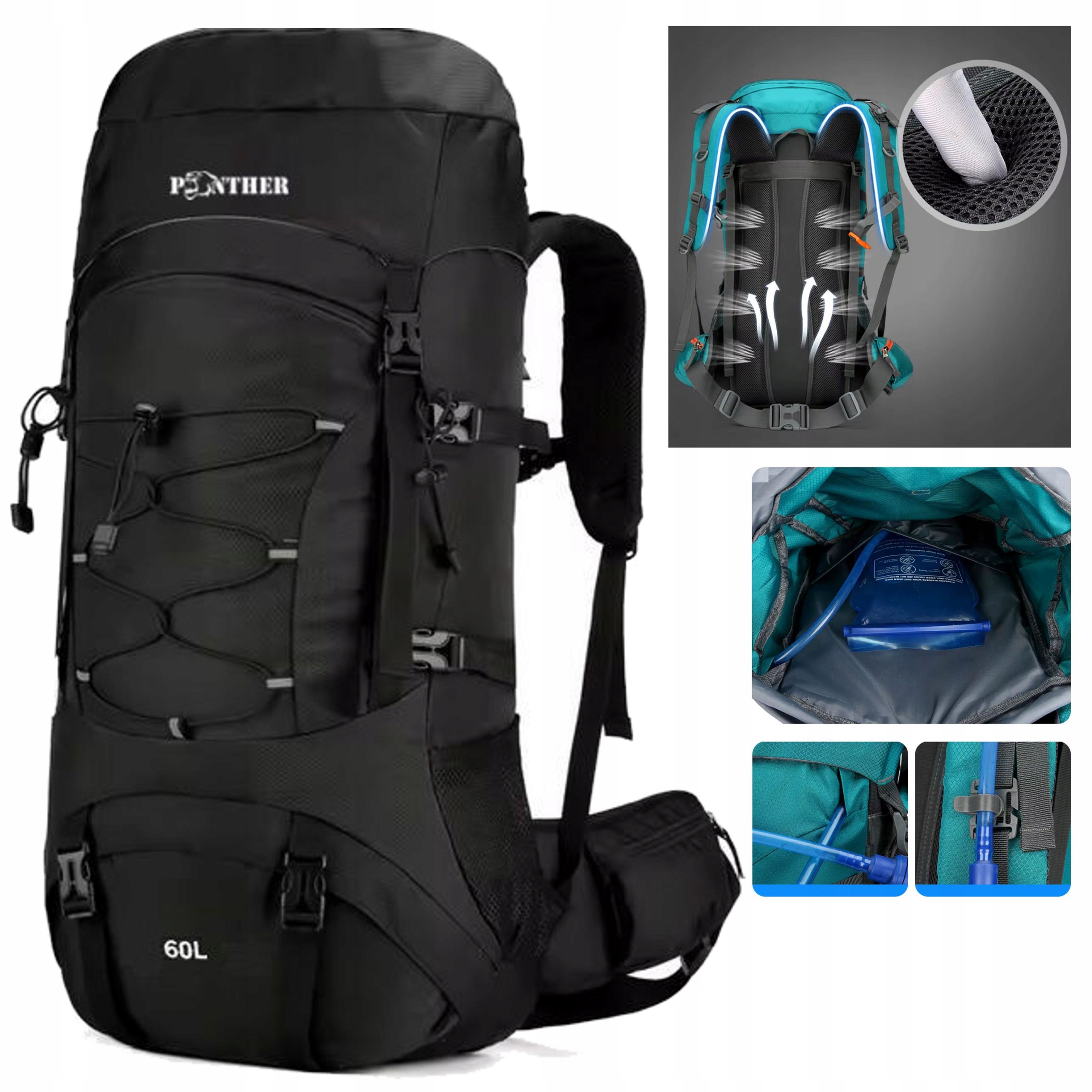 Plecak turystyczny górski trekkingowy 60L pokrowiec Panther TRK-28