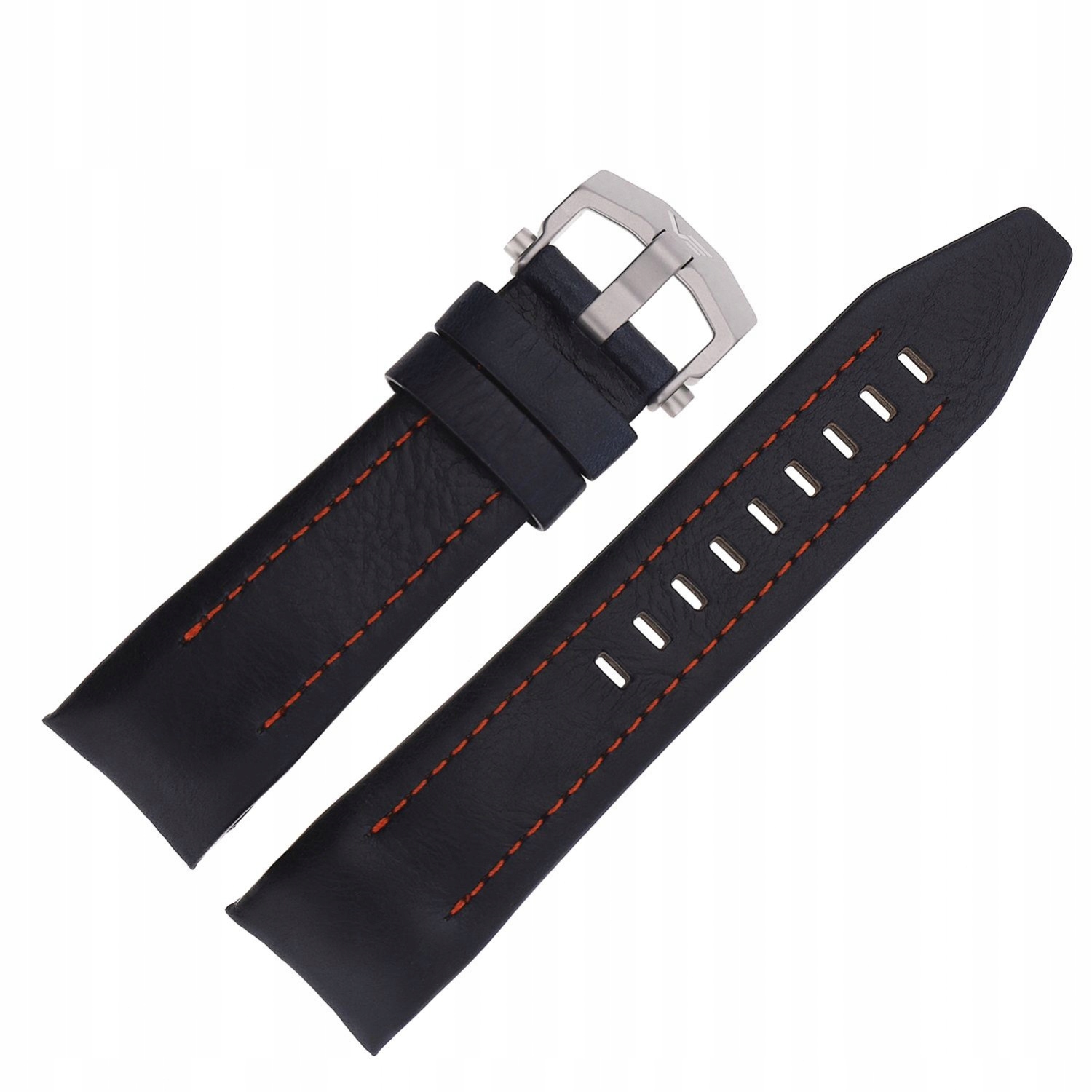 Pásek Lunokhod – Kůže (H448) tmavě modrý s oranžovou matnou barvou