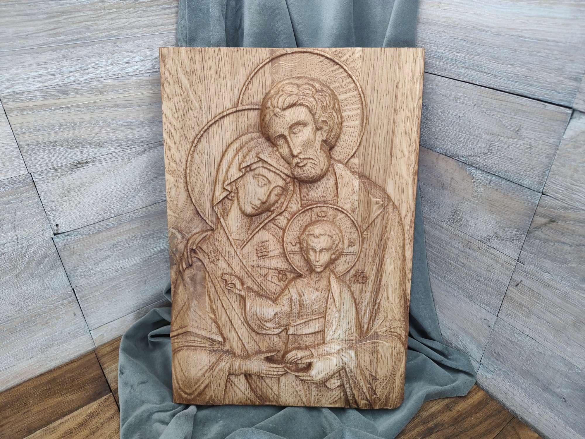 Obraz Svaté Rodiny dřevěný dub Svatá rodina V dárek svatba