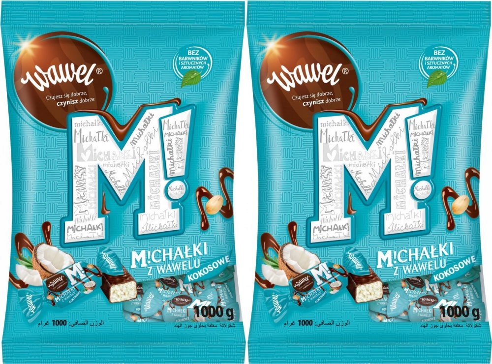 Cukierki w czekoladzie Michałki Kokosowe Wawel 1kg x2