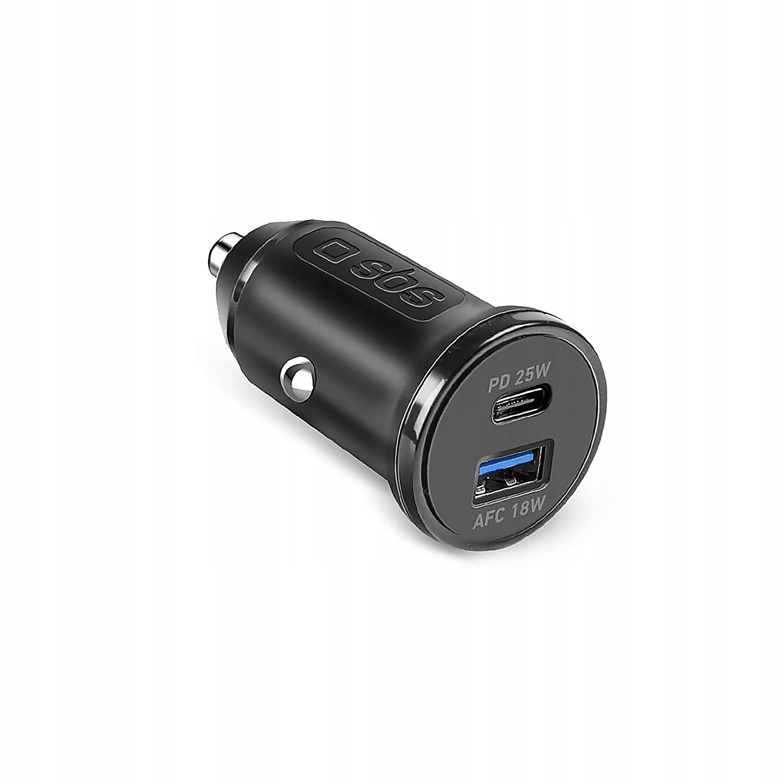 Ładowarka samochodowa Sbs TECRPD25W 25W Usb-a Usb-c z Power Delivery czarna