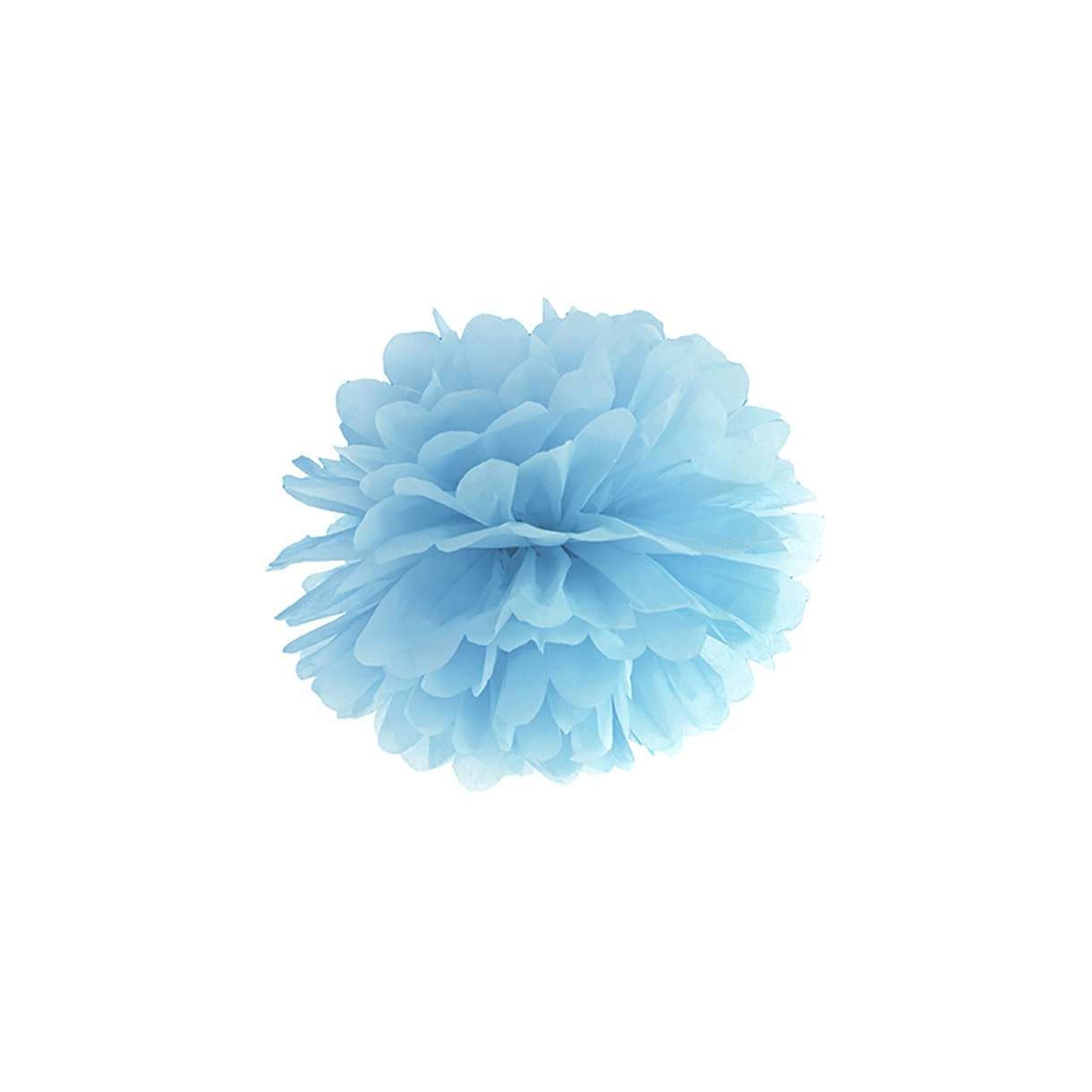 Помпон из салфетки голубой 25см в цветочек