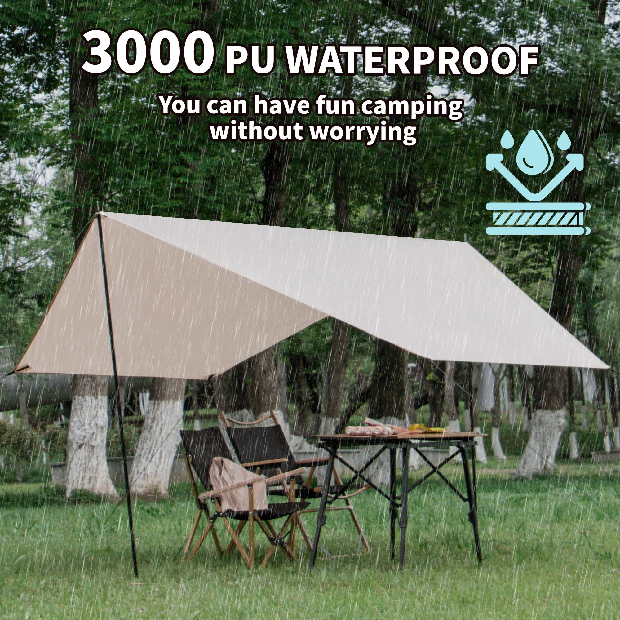 OUTDOOR Zeltunterlage Wodoodporna Lekka Mata Namiotowa z Oczkami 3.3x3.3M — miniatura 4