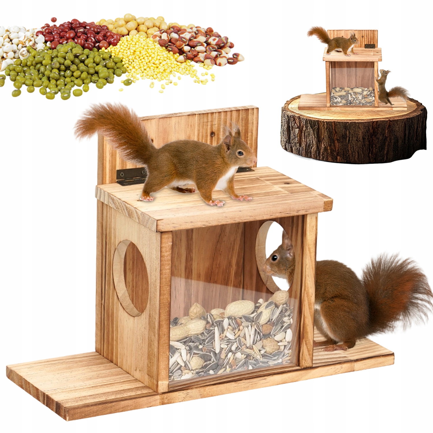 Levně Lesní Krmítko Pro Veverky Dřevěné Se Zvedacím Vrškem