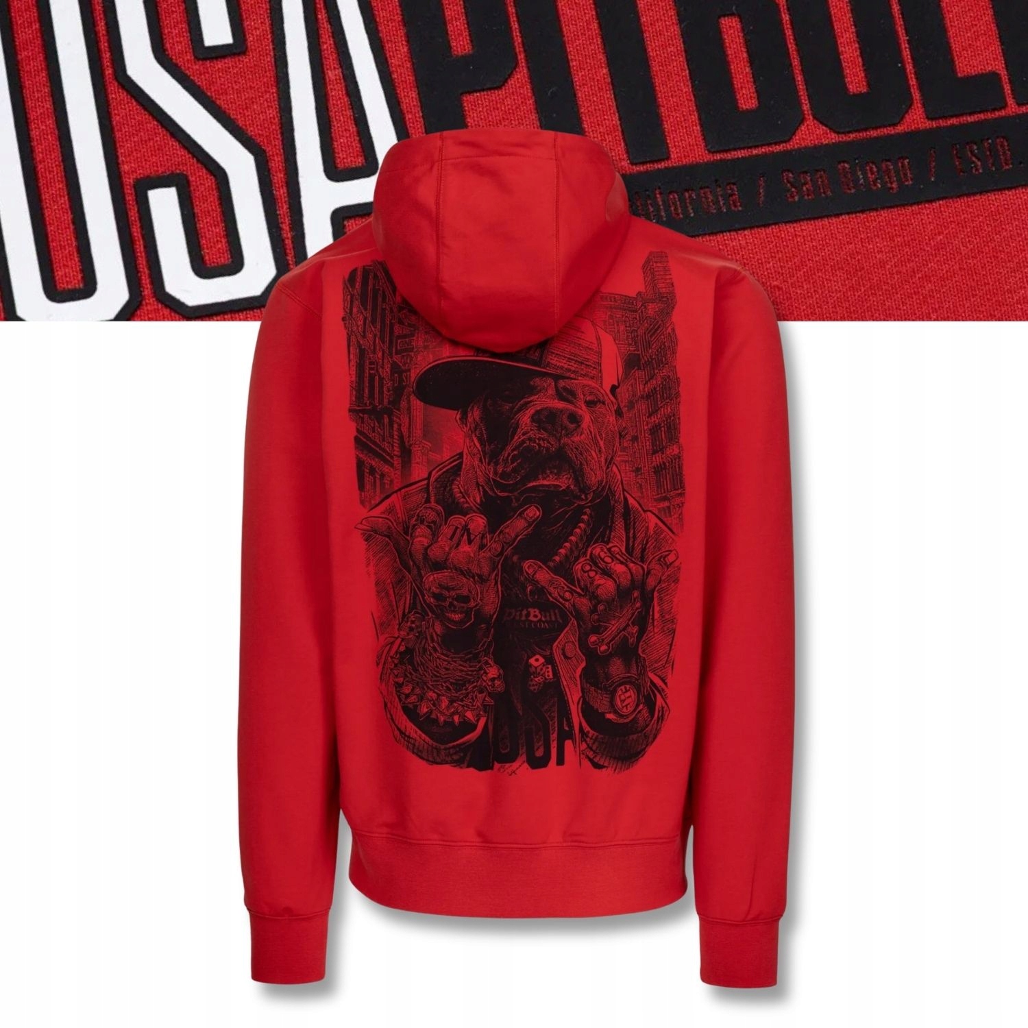 Pánská Rozepínací mikina s kapucí Pitbull Usa s velkým potiskem na zádech XXL