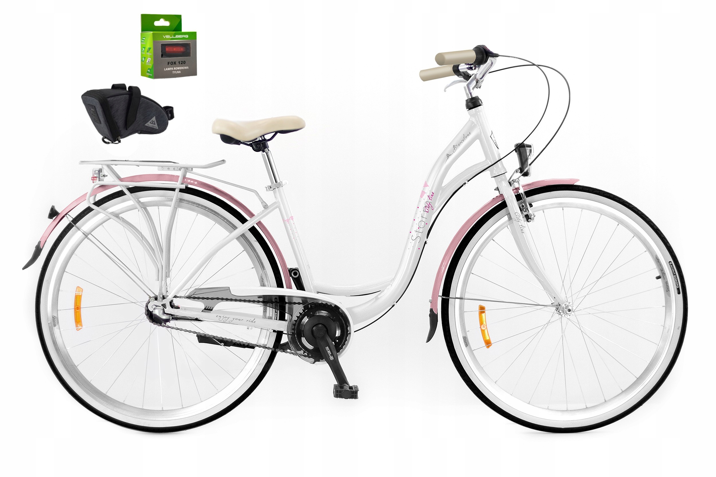 Rower 28 Storm Barcelona Damski Nexus 3 Biegi Biały Róż+ Serce Gratisy