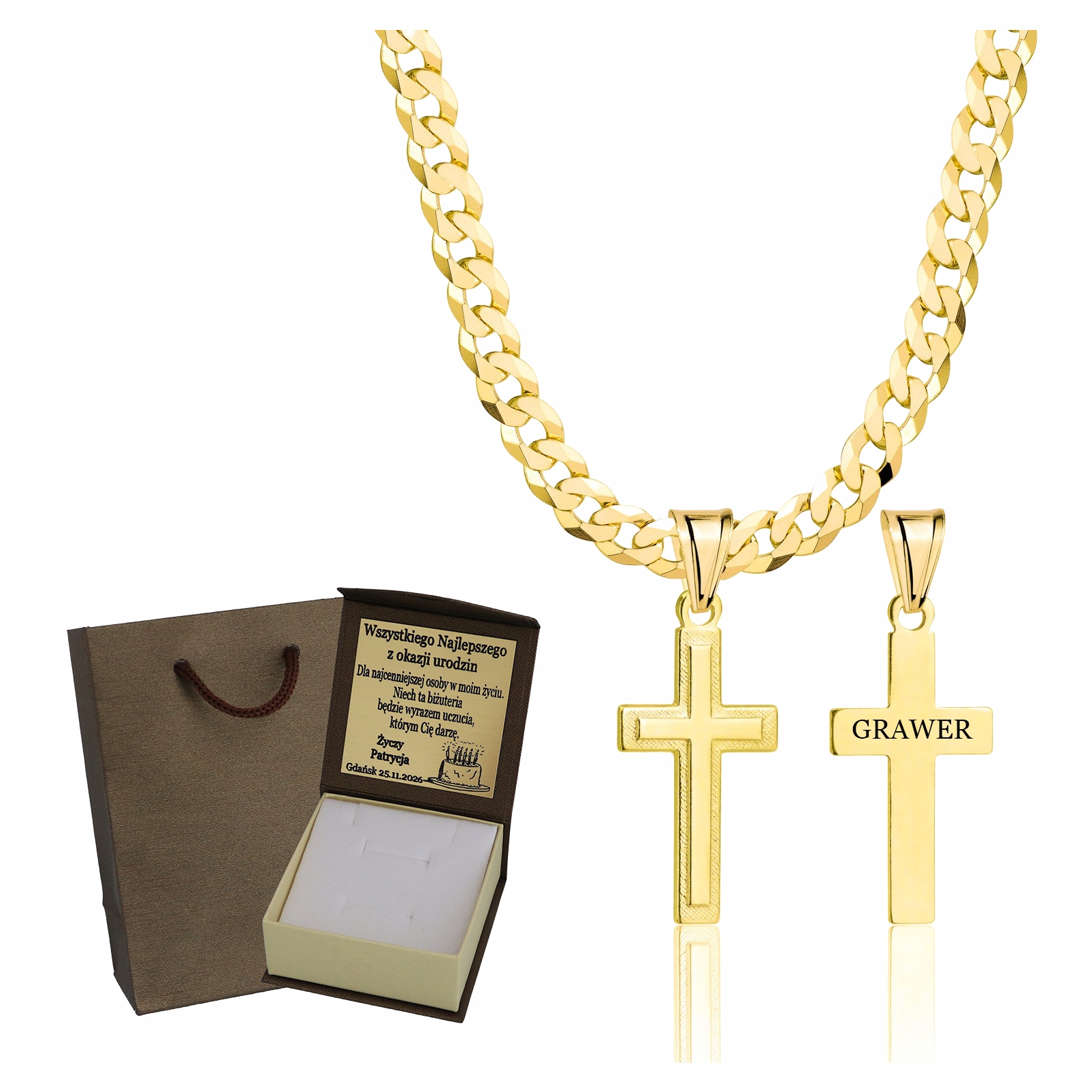 Zlatý Plný Řetízek Pánský Pancr S Křížkem Ryzost 925 585 Gravírování Bonus