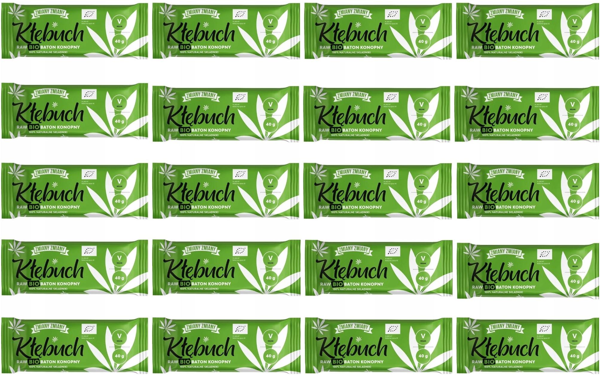 Sada 20 X Konopná Tyčinka Bez Lepku 40 G Bez Laktózy Bio Bez Kohoutkového Cukru