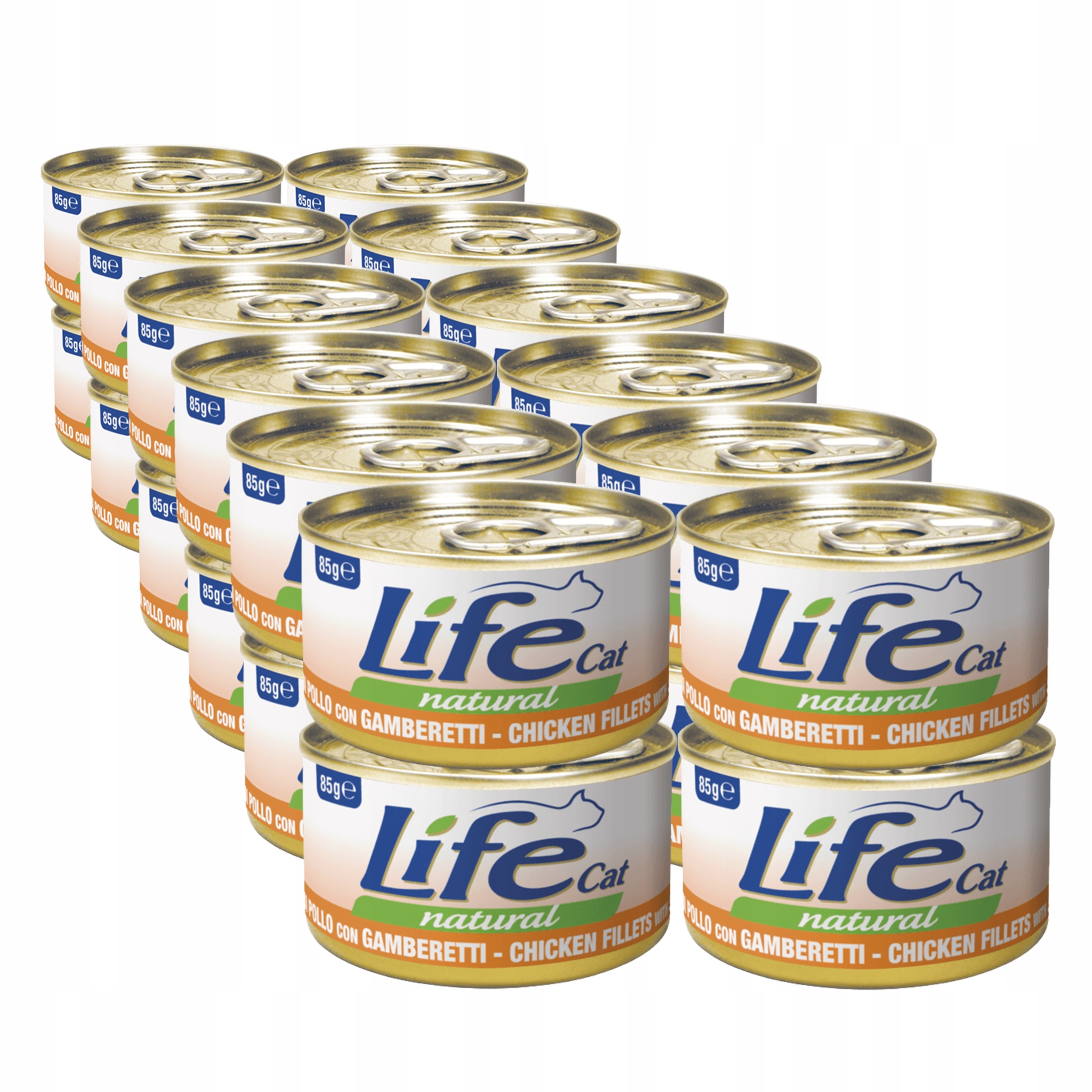 Life Cat Natural Krmivo pro kočky konzerva Set 24x85 g kuře krevety