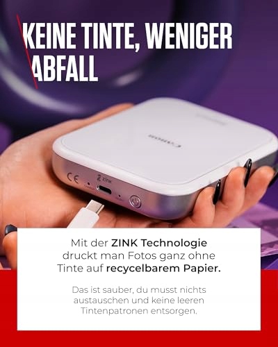 CANON Zoemini 2 Mobilny Drukarka Zdjęć Zestaw ZINK 20 Papierów 10 Naklejek — miniatura 5
