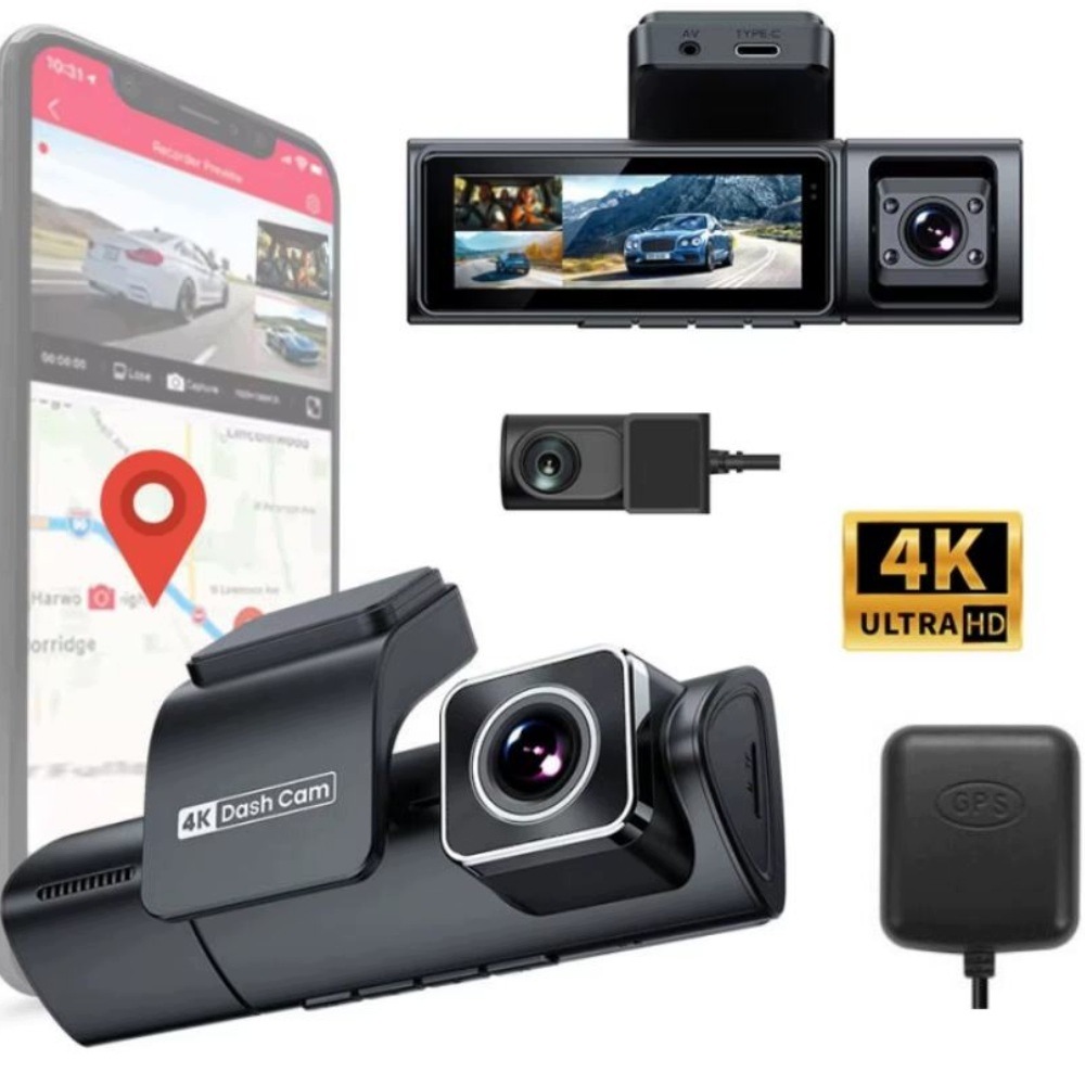 Videorekordér 4K Ultra Hd Kamera Automobilová Gps Wifi Couvací Kamera