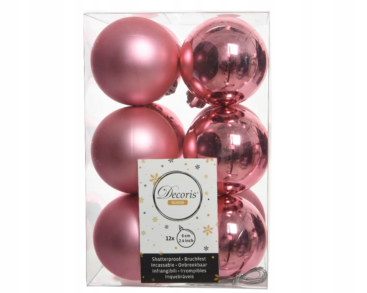 

Bombki Choinkowe Plastikowe 6CM 12SZT Różowe 218