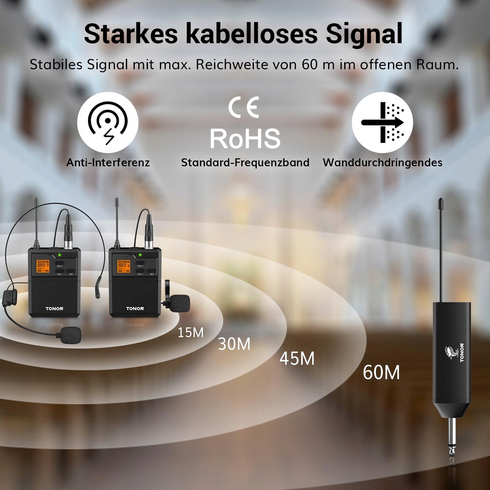 TONOR Zestaw Mikrofonów UHF z Podwójnym Zestawem Słuchawkowym — miniatura 2