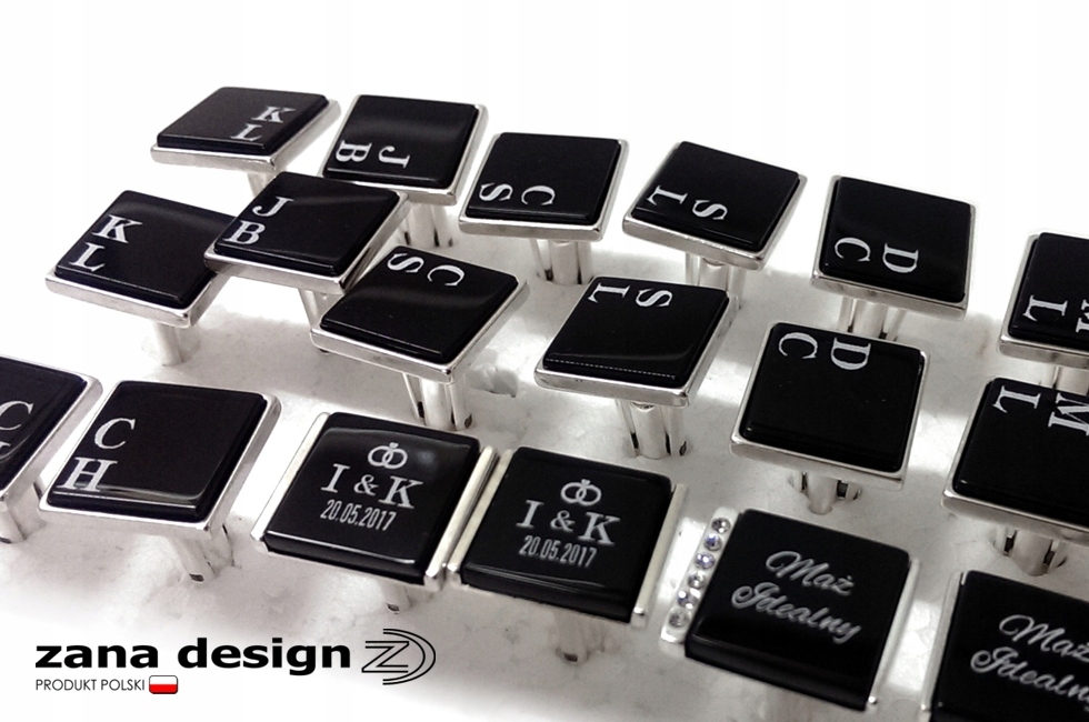 Modne spinki do mankietów z grawerem na Onyksie Płeć mężczyzna