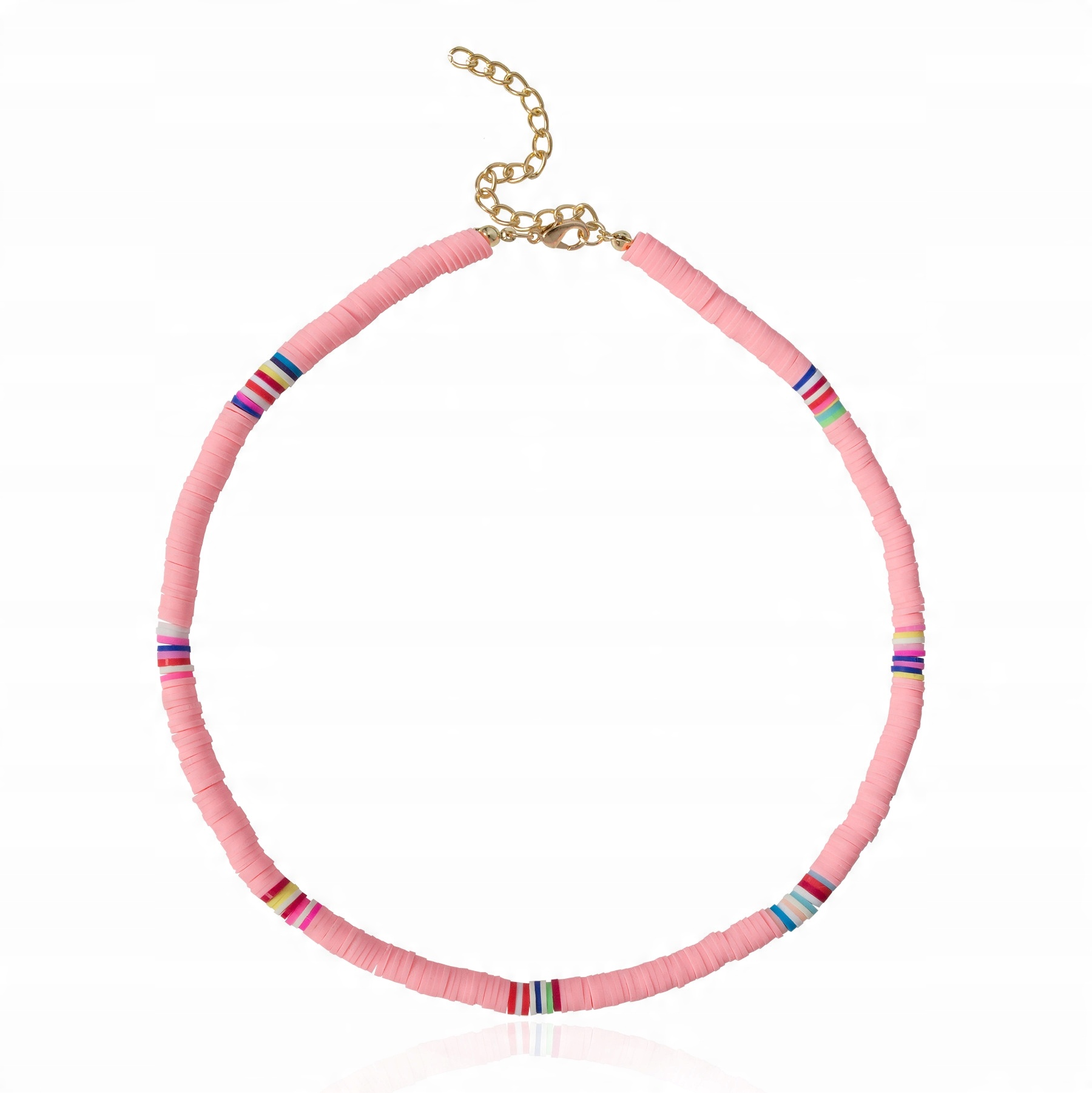 

Naszyjnik surfer choker koraliki krążki boho róż