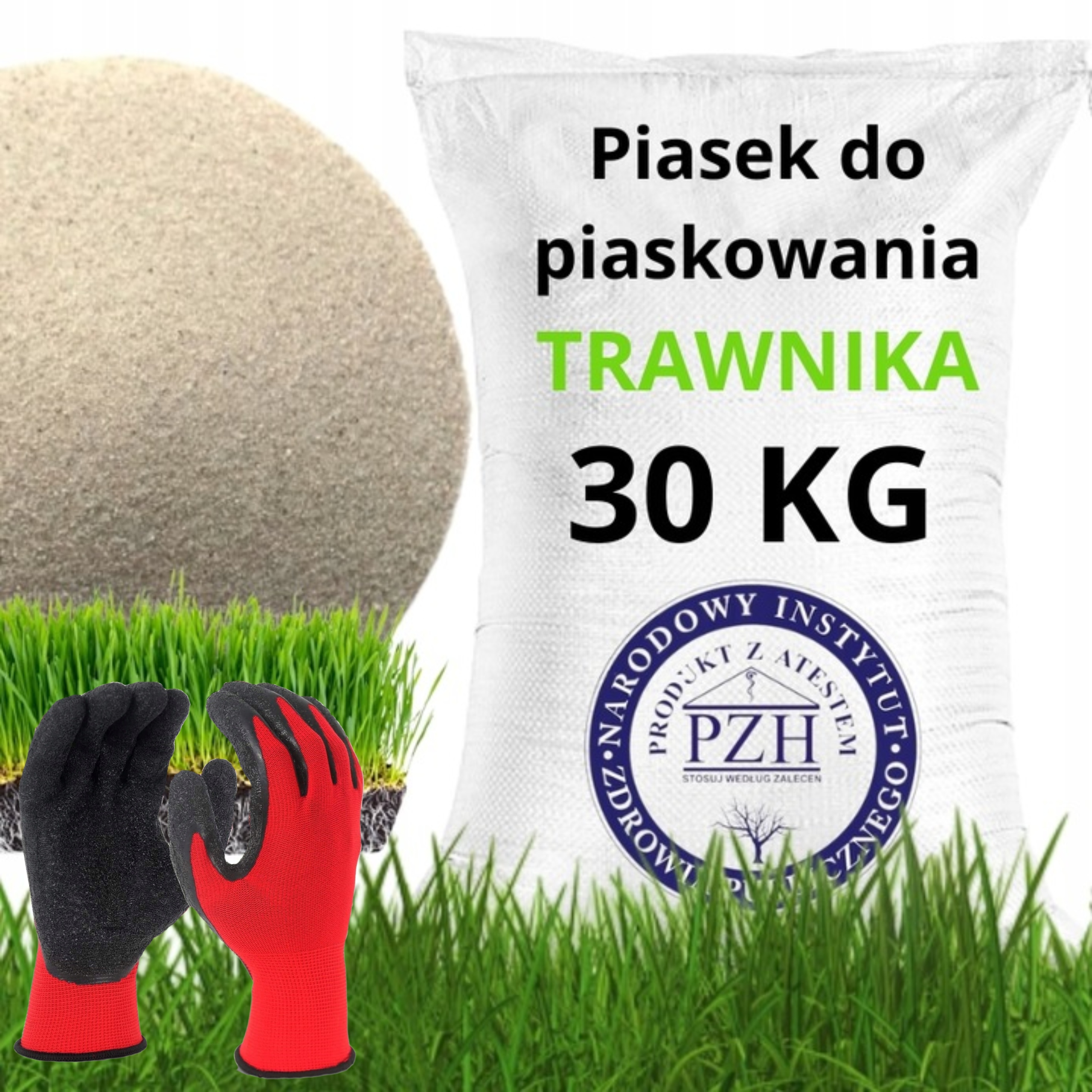 Piasek do piaskowania trawnika 0,1-0,5 30KG nawóz suchy gruby podłoże trawa
